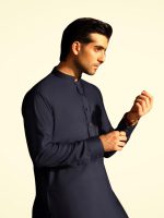 Premium Blue Blended Kameez Shalwar - Image 2