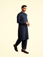 Premium Blue Blended Kameez Shalwar - Image 4