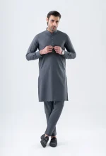 Ash Grey Detailing Kurta Pajama